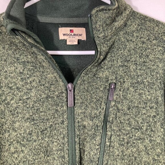 Mens Woolrich 1/4 Zip Sweater Green L - Picture 4 of 6